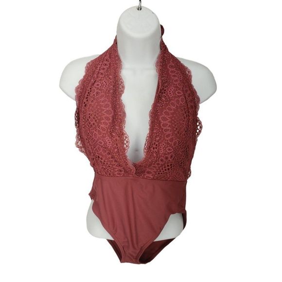 Xhilaration Women's‎ Plum Burgundy One Piece Swimsuit Bathing Suit Size Medium - Picture 1 of 9